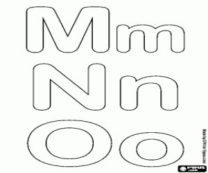 M, N, O, letters of bubble alphabet coloring page
