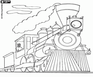 The machinist in a steam locomotive coloring page