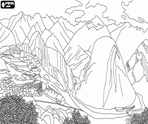 Machu Picchu, inca sanctuary, Peru coloring page