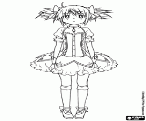 Madoka Kaname, anime character coloring page