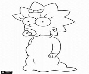 Maggie Simpson with her pacifier coloring page