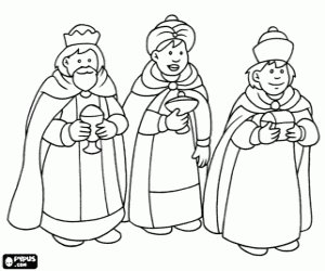 Magi from the East and their gifts coloring page