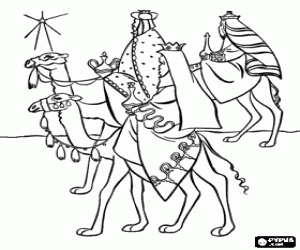 The Magi Kings and the star coloring page