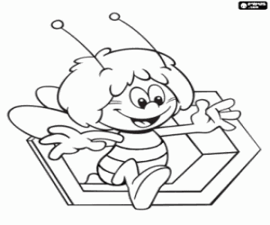 The main character is Maya the bee coloring page
