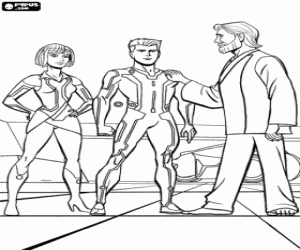 Main characters of Tron Legacy coloring page