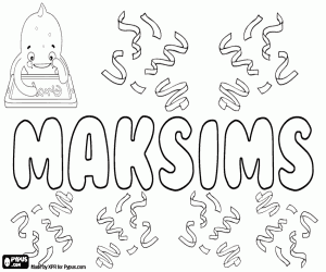 Maksims, name for boy coloring page