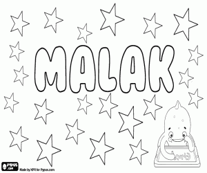 Malak, unisex name coloring page