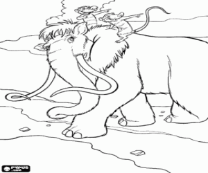 The mammoth Manny and the opossums coloring page
