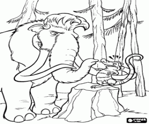 Mammoth Manny and squirrel Scrat coloring page