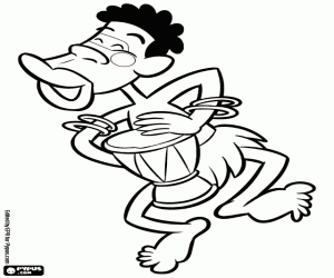 Man with a drum in Africa coloring page