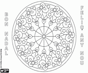 Mandala with candles in catalan coloring page