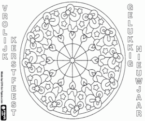 Mandala with candles in Dutch coloring page