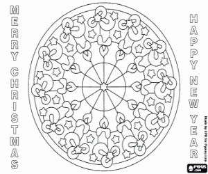 Mandala with candles in English coloring page
