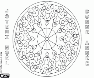 Mandala with candles, in French coloring page