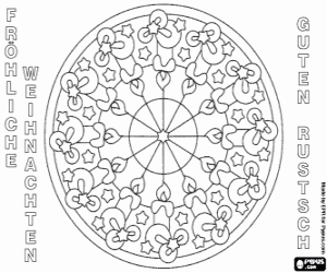 Mandala of candles in German coloring page