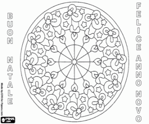 Mandala with candles in Italian coloring page