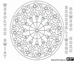 Mandala with candles in Polish coloring page