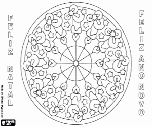 Mandala with candles in Portuguese coloring page