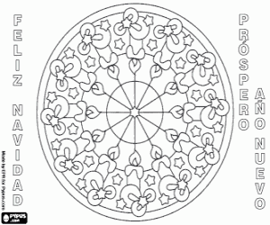 Mandala with candles in Spanish coloring page