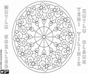 Mandala of candles in Turkish coloring page