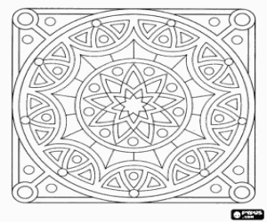 Mandala with circle in a square coloring page