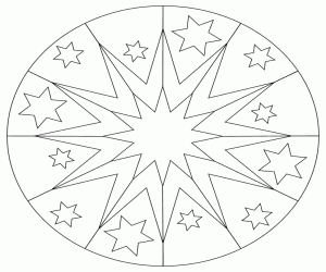 Mandala circular with stars coloring page