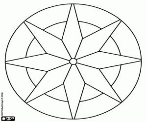 Mandala with eight-pointed star coloring page