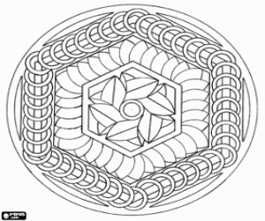 A mandala with hexagons coloring page