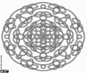 Mandala with interlaced ribbon coloring page