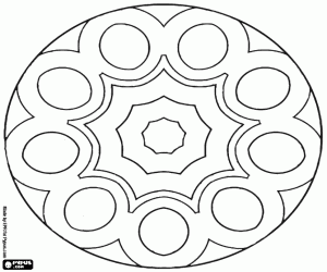 Mandala with nine ovals coloring page