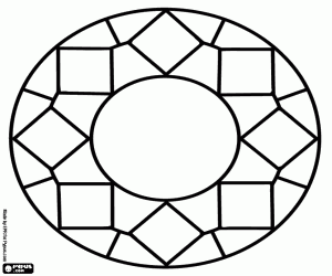 Mandala as a ring with squares coloring page
