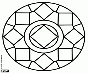 Mandala of small squares coloring page