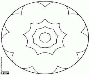 Mandala with three rings coloring page