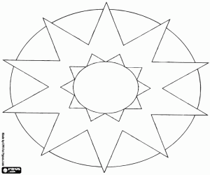 A mandala with two suns coloring page