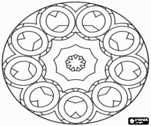 Mandala with rings coloring page