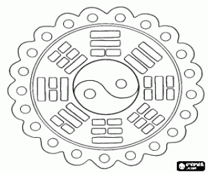 The mandala of Yin-Yang coloring page