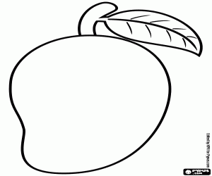A mango, a tropical fruit coloring page