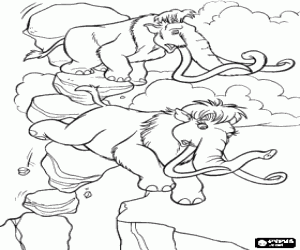 Manny and Ellie in danger coloring page