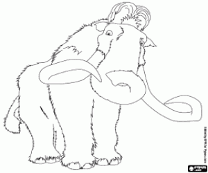 Manny, the mammoth in Ice Age 4 coloring page