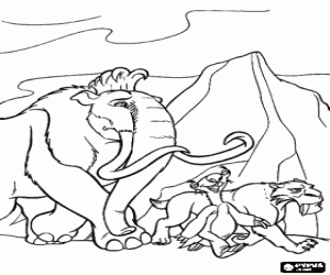 Manny, Sid and Diego, Ice Age coloring page