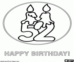 Many congratulations for 52 years coloring page