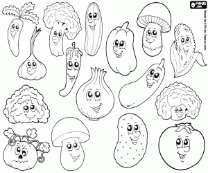 Many vegetables to eat coloring page