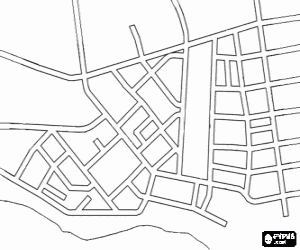 Map of city streets coloring page