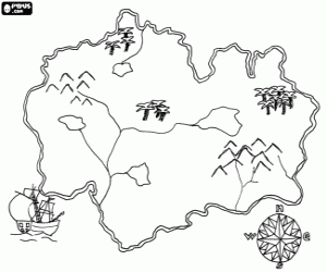 Map of treasure Island coloring page