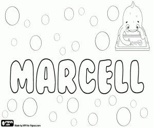 Marcell, male name coloring page