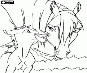 Mare and foal coloring page