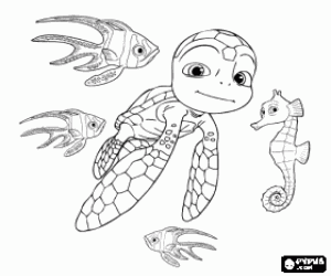The marine turtle Sammy coloring page