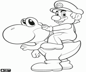 Mario and Yoshi coloring page