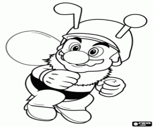 Mario as a bee coloring page