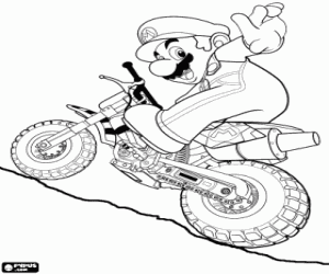 Mario Bros on a motorcycle coloring page
